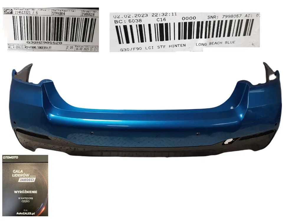 ŁADNY TYLNY ZDERZAK DYFUZOR TYŁ BMW 5 G30 F90 LCI LIFT 20-25M-PAKIET6XPDC 21754011 LONG BEACH BLUE Bezpieczne zakupy