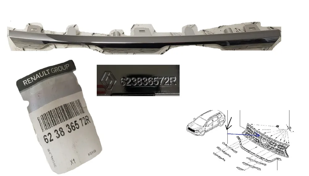 Zamów dziś FABRYCZNIE NOWY ORYGINALNA LISTWA CHROMY GRILA PRAWY GÓRNY GRILL ATRAPA DACIA DUSTER II 2 17 -24 924905694R