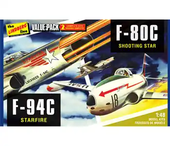 Super okazja Model plastikowy - Zestaw 2 Samolotów US Korean War Fighters - F-80c Shooting Star & F-94c Starfire - Lindberg