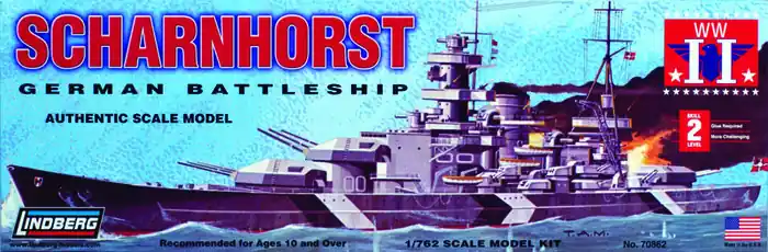 Model plastikowy Lindberg - Niemiecki okręt wojenny Scharnhorst Darmowa dostawa