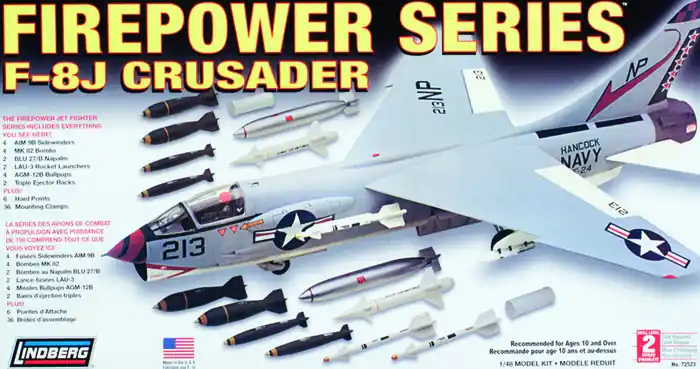 Model plastikowy Lindberg - Odrzutowiec F-8J Crusader Wysoka jakość