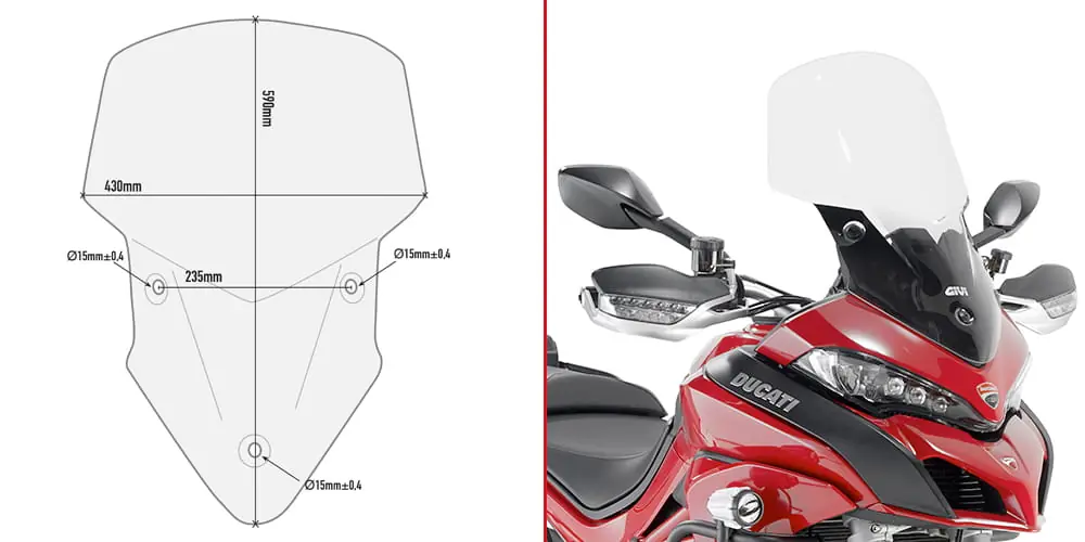 Do wyczerpania zapasów Givi D7406ST Szyba przezroczysta Ducati Multistrada 950 / 950 S / 1200 / 1260 / Enduro 1260