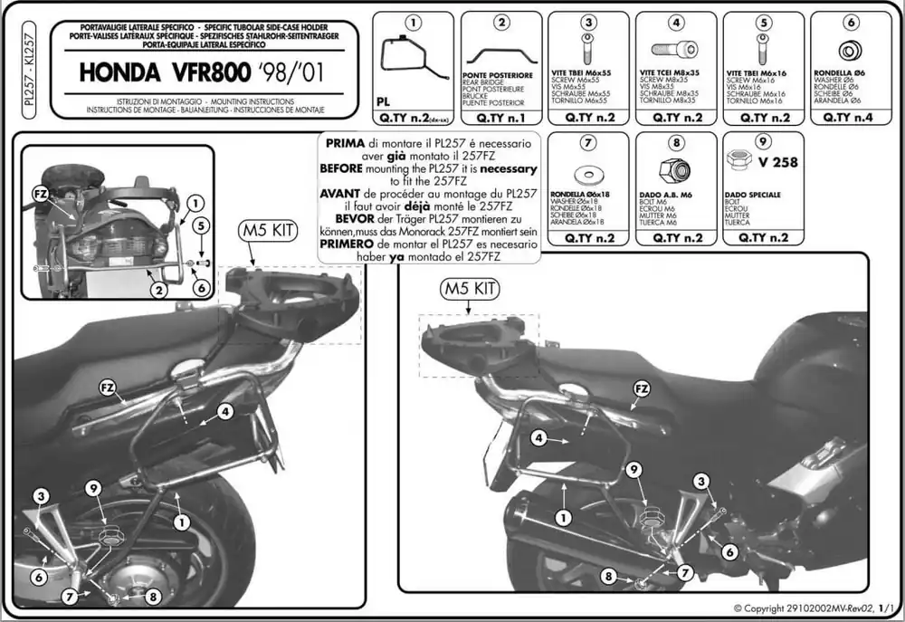 Givi PL257 Stelaż kufrów bocznych Honda VFR 800 (98-01), MONOKEY Kup teraz