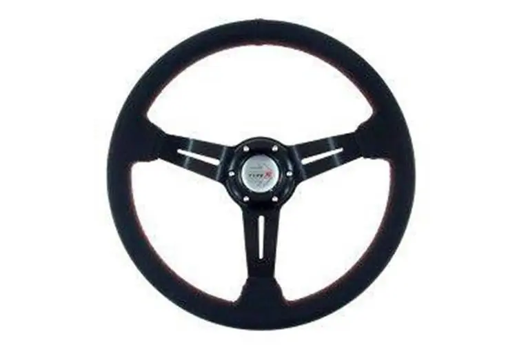 Nie przegap Kierownica sportowa PRO 350 mm czarna skórzana – offset 60 mm