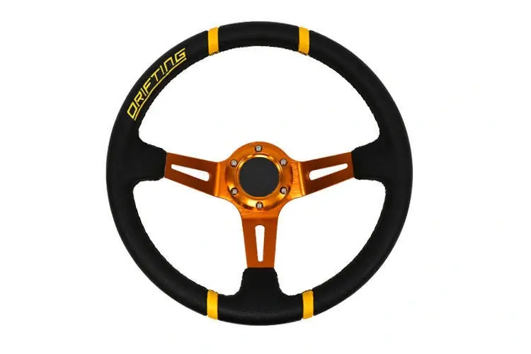Kierownica sportowa PRO 350 mm czarna skórzana – offset 80 mm Szybka wysyłka