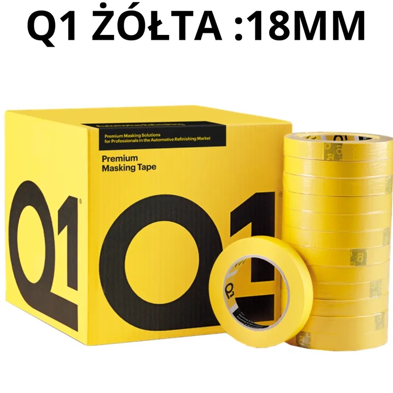 Q1 Taśma maskująca żółta 18mm x 50m Taniej