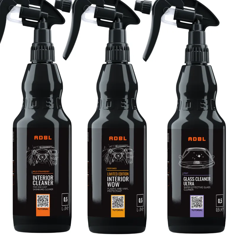 ADBL zestaw do pielęgnacji wnętrza auta 3x500ml Interior Cleaner, Interior wow, Glass Cleaner Dodaj do koszyka