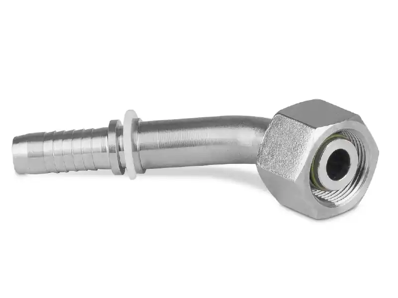 Końcówka do węża kolanko 45st. z nakrętką DN12 M24x1,5 stal nierdzewna AISI 316L SCN885 Oferta czasowa