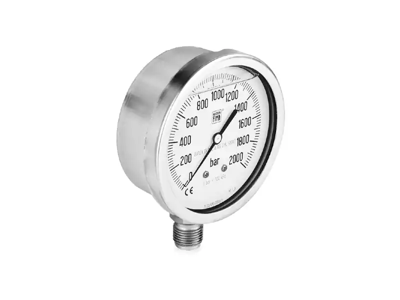 Manometr glicerynowy DN100 radialny 1/2" BSP MGS18 AISI36L (0-2000)bar M100RLMGS18(0-2000) Ograniczona ilość