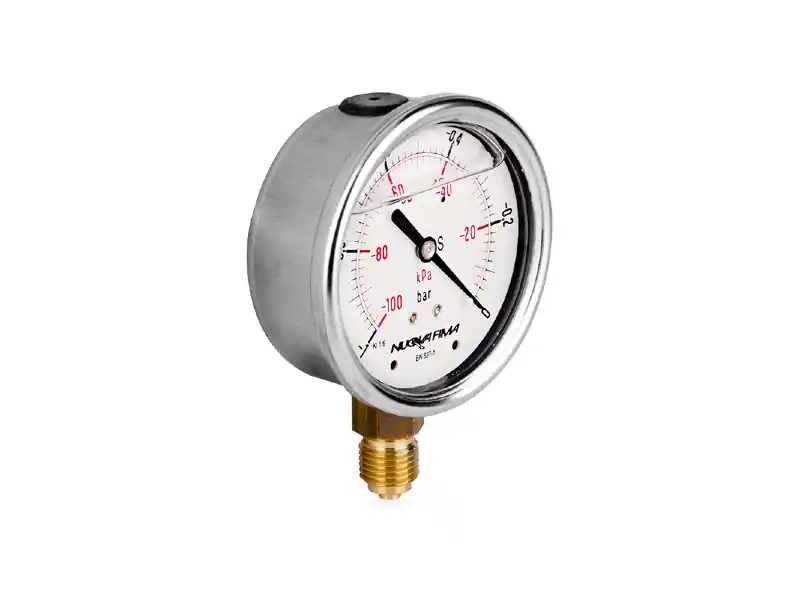 Bezpieczne zakupy Manometr glicerynowy DN63 radialny Vacuometr 1/4” (-1-0)bar VM63RL1/4(-1-0)