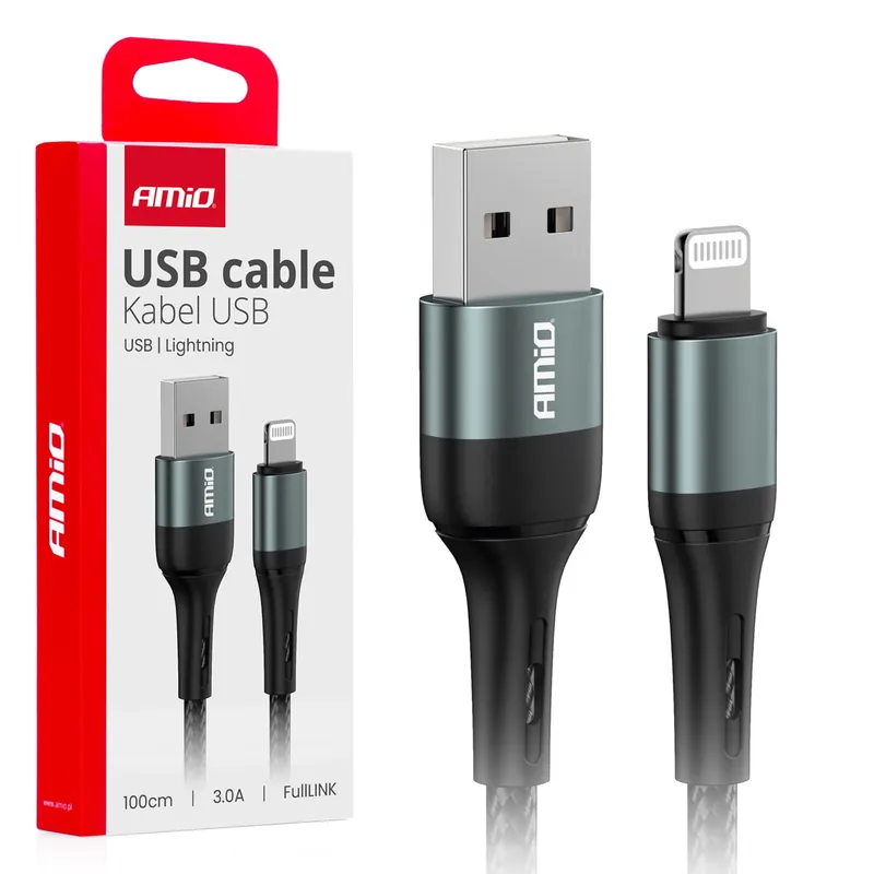 Kabel do ładowania USB-A - LIGHTNING IPHONE 3A 100cm FullLINK AMIO-03913 Taniej