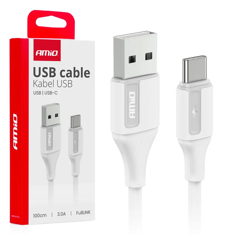 Kabel do ładowania USB-A - USB-C 3A 100cm FullLINK AMIO-03917 Tylko dziś