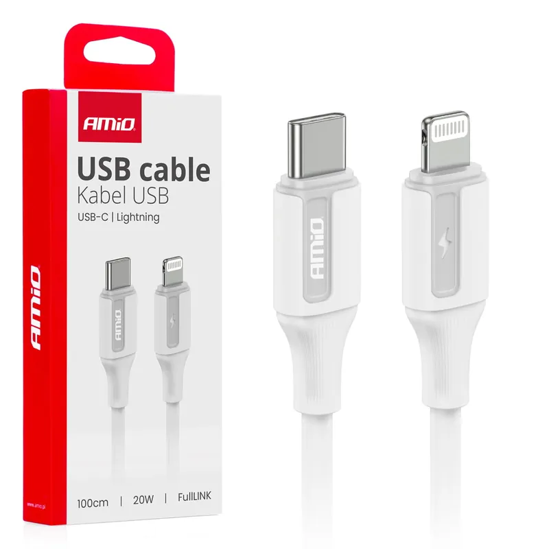 Wybór klientów Kabel do ładowania USB-C - IPHONE LIGHTNING 20W 100cm AMIO-03922