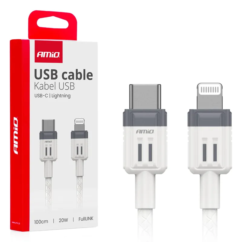 Oferta limitowana Kabel do ładowania USB-C - IPHONE LIGHTNING FullLINK 20W 100cm AMIO-03910