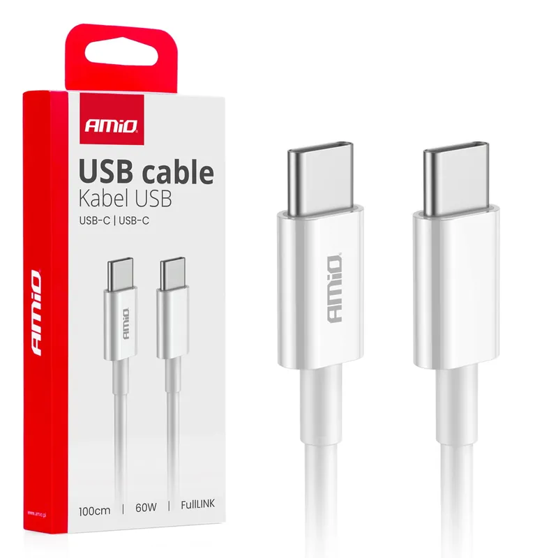 Oferta limitowana Kabel do ładowania USB-C - USB-C 60W 100cm FullLINK AMIO-03896