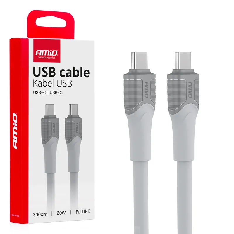 Kabel do łądowania USB-C USB-C 60W 300cm FullLINK model X111 transmisja danych AMIO-04293 Tylko do końca tygodnia