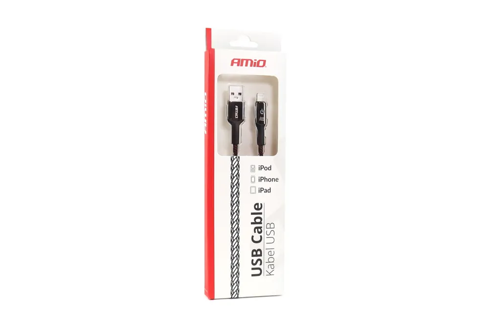 Kabel USB iphone Lightning z diodą LED 1 m UC-10 AMIO-02527 Wyprzedaż