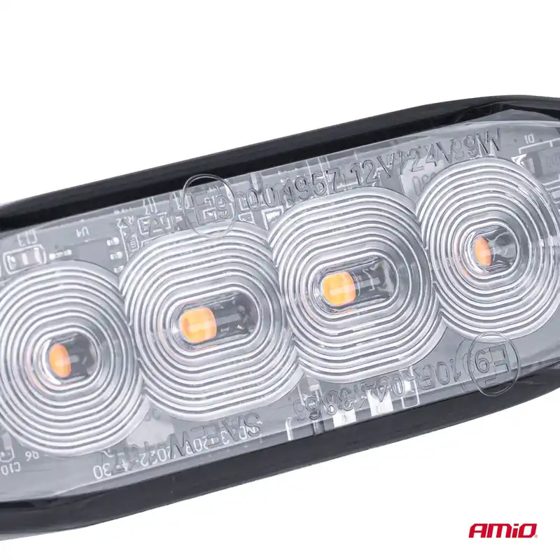 Lampa błyskowa ostrzegawcza płaska 4 LED R65 R10 12-24V AMIO-02298 Tylko dziś