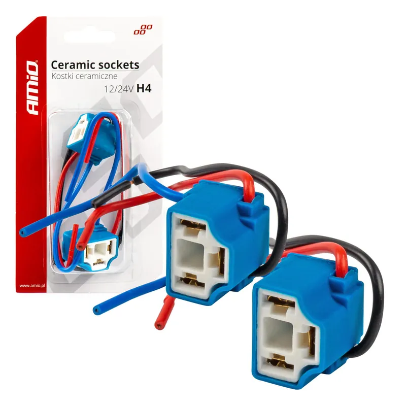 Premium Kostki ceramiczne kątowe H4 gniazdo wtyczka AMIO-03053