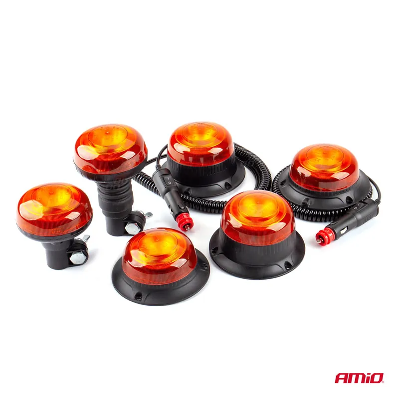 Lampa ostrzegawcza błyskowa mini kogut 18 LED magnes R65 R10 12V 24V W21ml AMIO-02924 Tani