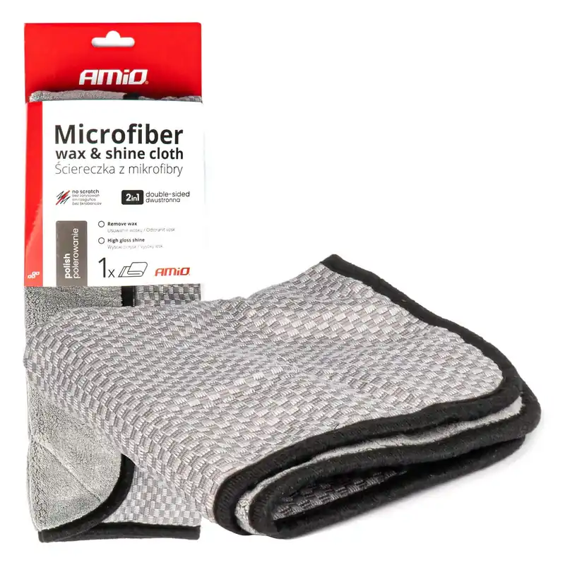 Premium Mikrofibra ścierka 2w1 do polerowania i nabłyszczania samochodu 40x40 cm 600 g AMIO-03976