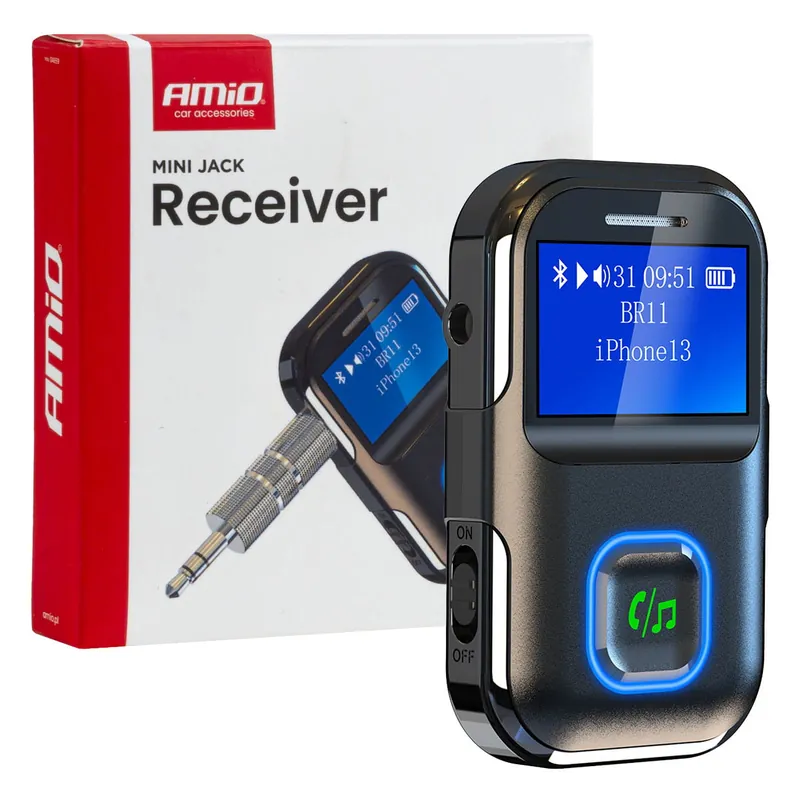 Łatwy zwrot Odbiornik bluetooth na mini jack LCD AMIO-04659