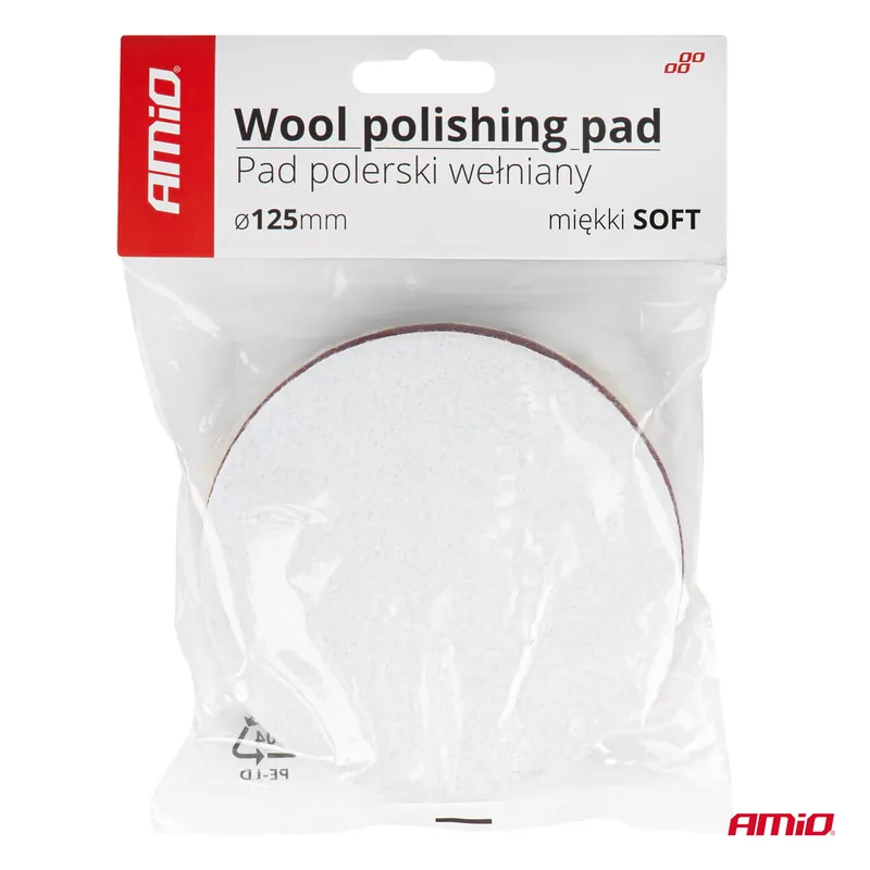 Pad polerski wełniany futro polerskie soft miękki na rzep 125 mm AMiO-03704 Rabat