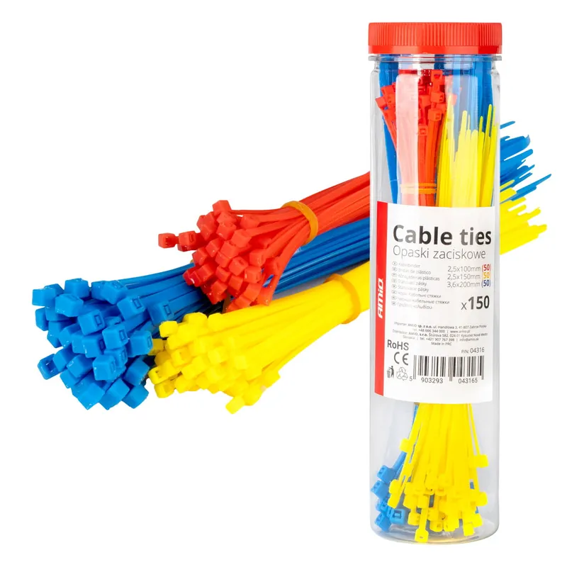 Tylko dziś Opaski zaciskowe plastikowe wielokolorowe zestaw 150 szt. AMIO-04316