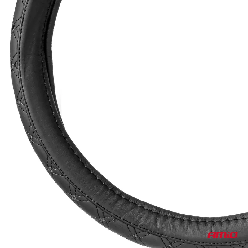 Pokrowiec skórzany pikowany nakładka na kierownicę samochodową XL 41-443cm SWC-51-XL AMIO-03563 Taniej