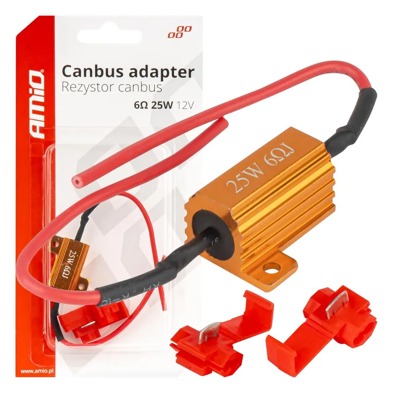 Rezystor CANBUS opornik do żarówek LED 6? 25W AMIO-04092 Do wyczerpania zapasów
