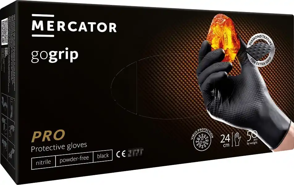 Rękawice nitrylowe czarne Mercator GoGrip Black 50 sztuk rozmiar XXL Tani