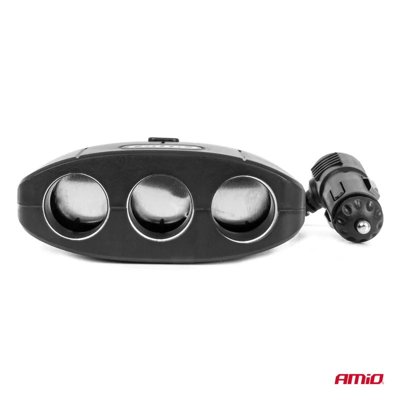 Wysoka jakość Rozdzielacz gniazda zapalniczki z ładowarką 2x USB-A ON/OFF 12V 24V 100W 70cm AMIO-04362