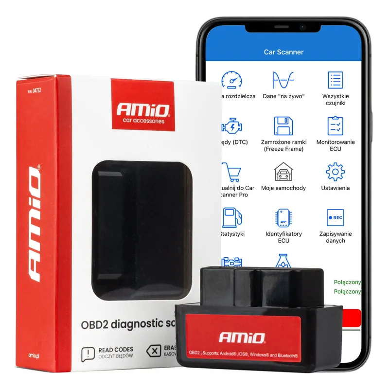 Szybka dostawa Skaner tester interfejs diagnostyczny AMiO OBD2 BT mini AMIO-04732