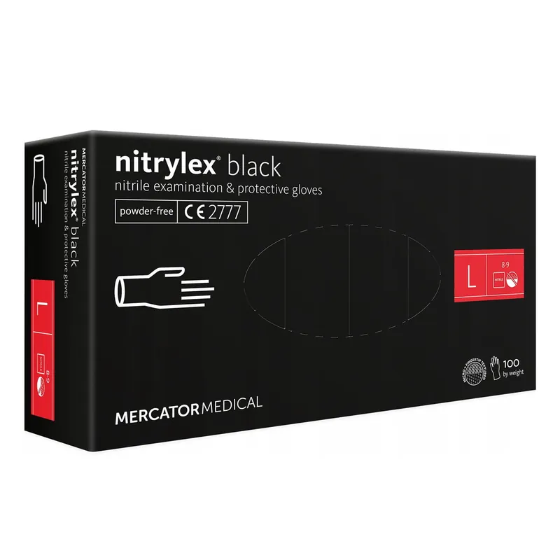 Wybór klientów Rękawice nitrylowe czarne Mercator Nitrylex Basic rozmiar L 100 szt.