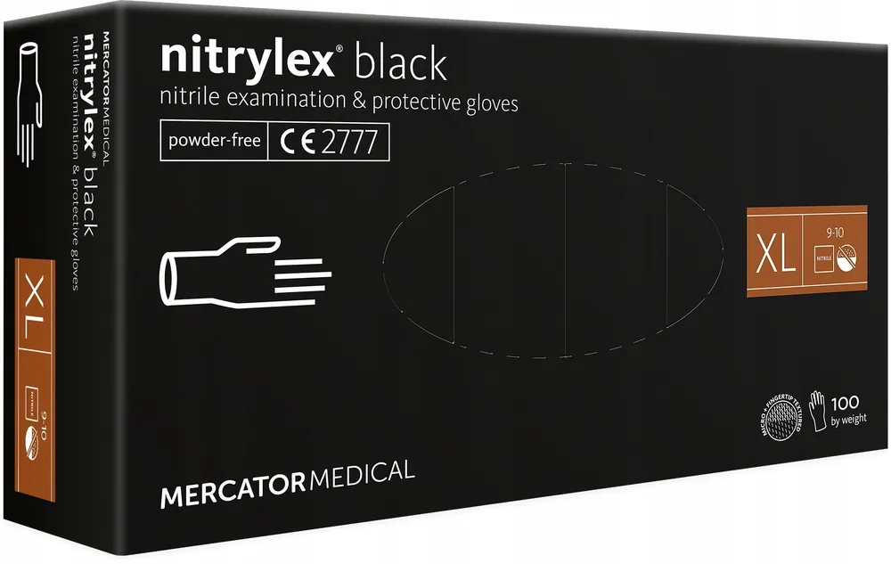 Rękawice nitrylowe czarne Mercator Nitrylex Basic rozmiar XL 100 szt. Taniej