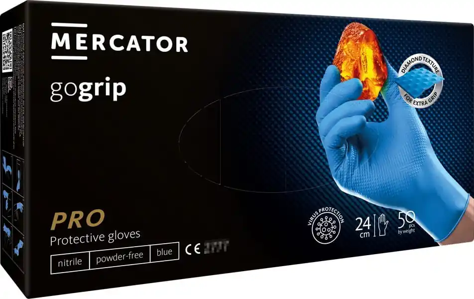 Zniżka Rękawice nitrylowe niebieskie Mercator GoGrip Blue 50 sztuk rozmiar L