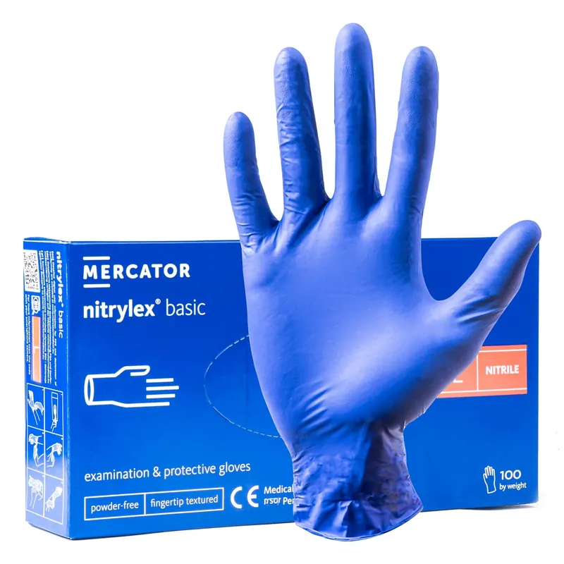 Do wyczerpania zapasów Rękawice nitrylowe niebieskie Mercator Nitrylex Basic rozmiar L 100 szt.