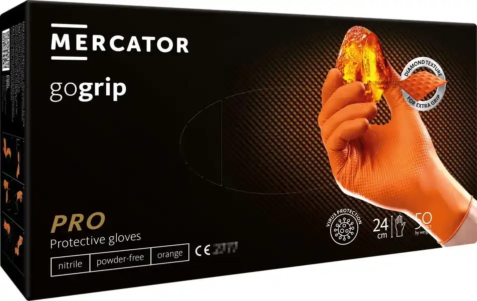 Rękawice nitrylowe pomarańczowe Mercator GoGrip Orange 50 sztuk rozmiar S Łatwy zwrot