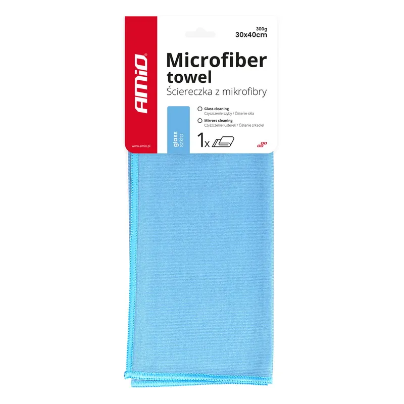 Ściereczka mikrofibra bezsmugowa do mycia czyszczenia szyb okien luster 30x40 cm AMIO-01747 Ekspresowa dostawa