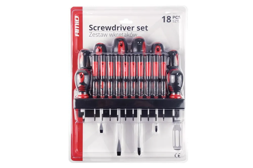Śrubokręty zestaw wkrętaków z wieszakiem CR-V 18 szt. AMIO-02411 Wyjątkowa oferta