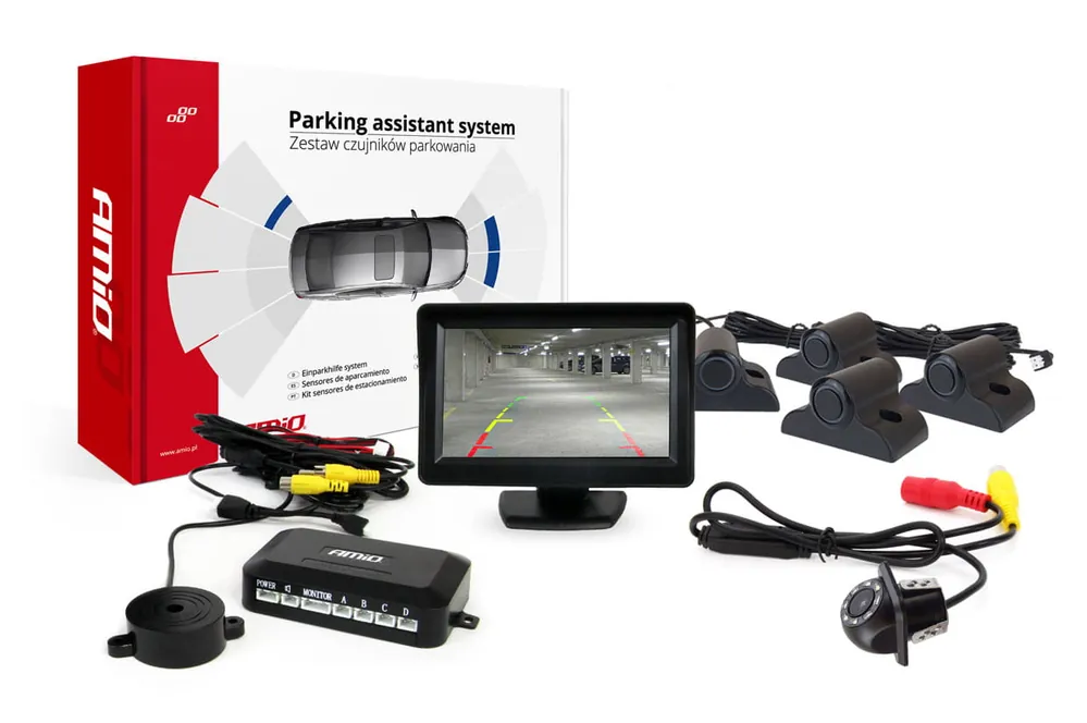 Zestaw czujników parkowania TFT01 4,3" z kamerą HD-305-LED 4 sensory czarne Truck Bestseller