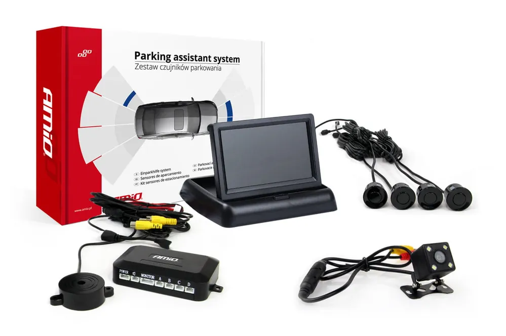 Szybka dostawa Zestaw czujników parkowania TFT02 4,3" z kamerą HD-315-LED 4 sensory czarne