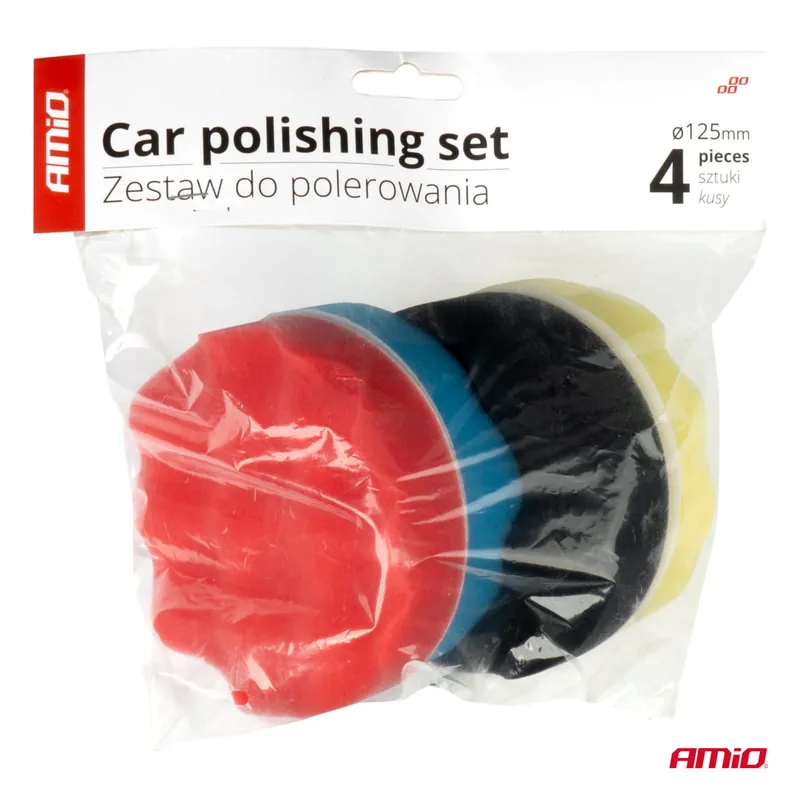 Okazja Zestaw do polerowania gąbki polerskie na rzep 4 szt. 125 mm AMIO-03710