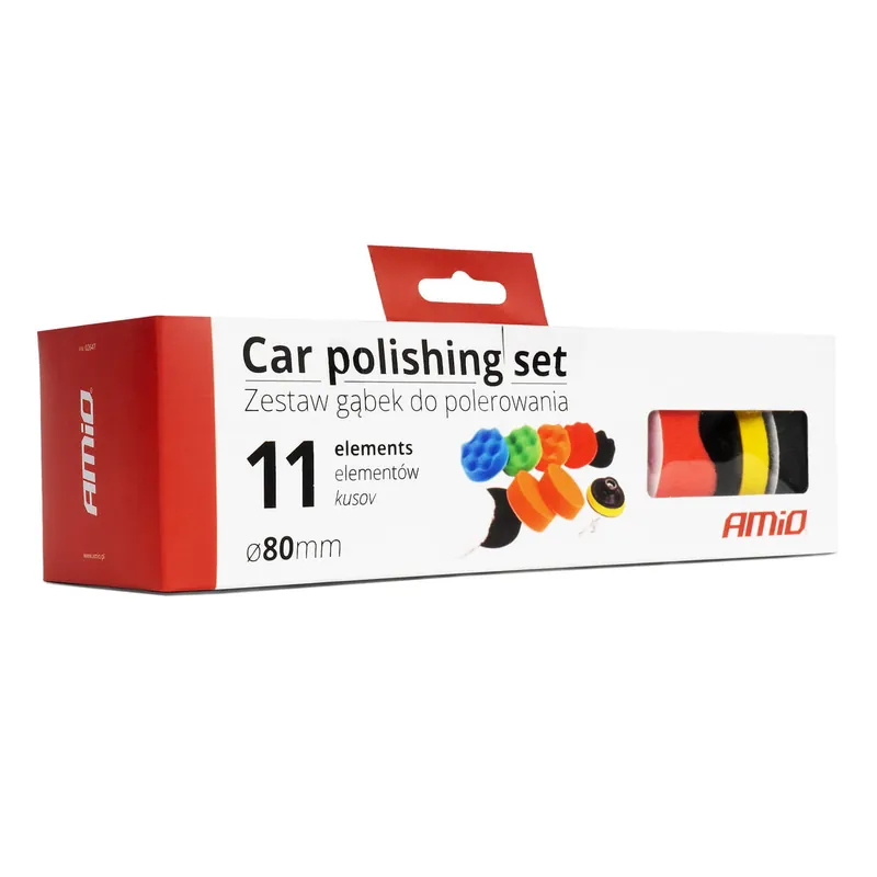 Zestaw gąbek do polerowania gąbki polerskie 9 el.+ dysk 80 mm + adapter M14 AMIO-02647 Bestseller