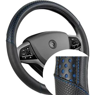 Premium Pokrowiec na kierownicę 37-39.5cm Luxury czar-nieb