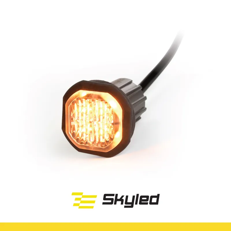Lampa ostrzegawcza SKYLED 27x39 mm (stroboskop - pomarańczowe światło 4 LED) R10, R65, SAE Dostępne od ręki