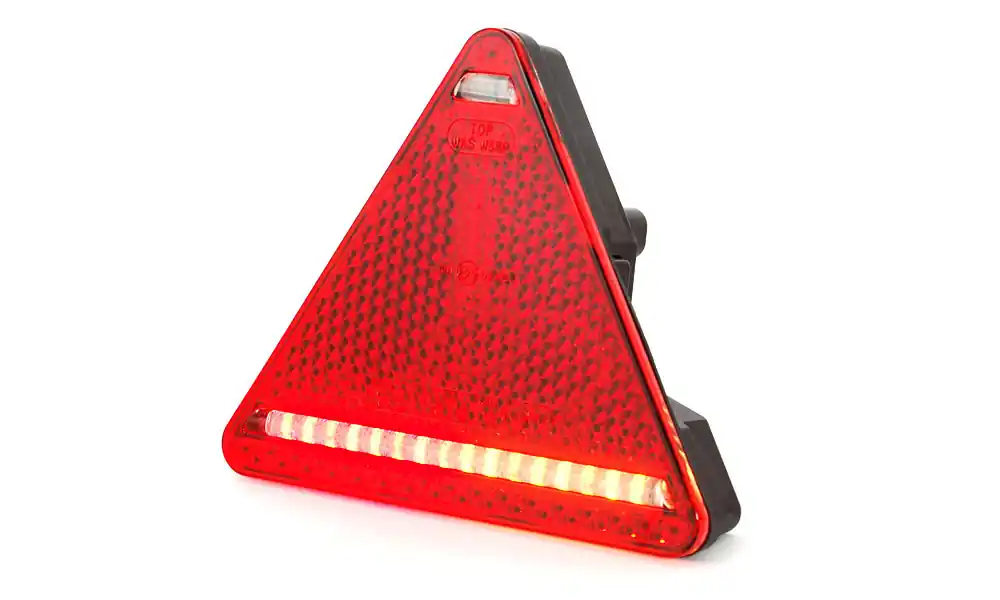 Tylna lampa zespolona (Trójkąt) Pozycja/Stop/Kierunkowskaz/Odblask/Oświetlenie tablicy rejestracyjnej 12/24V (Prawa) W68P Promocja