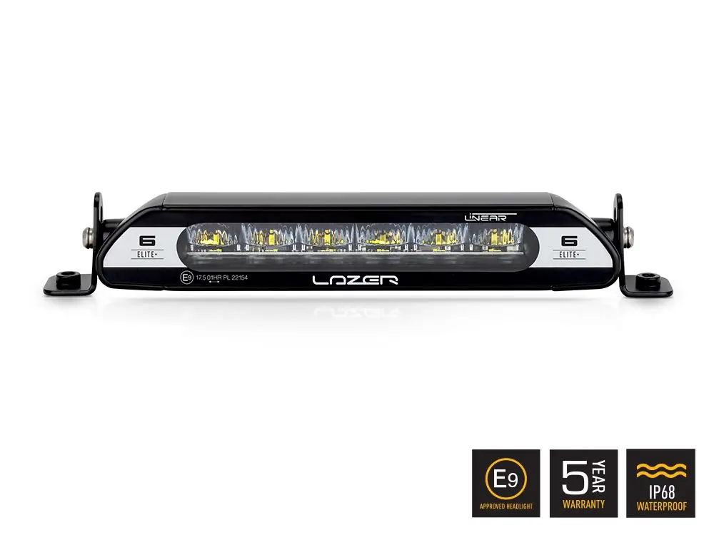 Linear-6 Elite+ Lampa LED z homologacją, 232mm, 7100 lumenów, obudowa czarna, LAZER UK Szybka dostawa