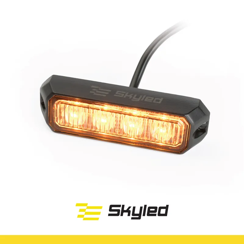 Dostępne od ręki Lampa ostrzegawcza SKYLED 96x28 mm (stroboskop pomarańczowe światło 4 LED) R10 R65 SAE