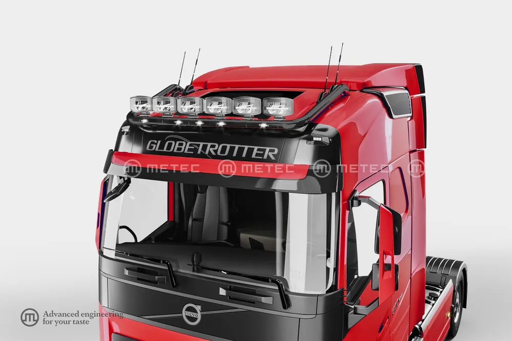 Wybór klientów Rama dachowa Volvo FH 4 i FH 5 Globe & Globe XL, FM 5 Globe, FMX 20- Globe AERO 24- z wiązką, 6 zaciskami i 5 ledami - czarna